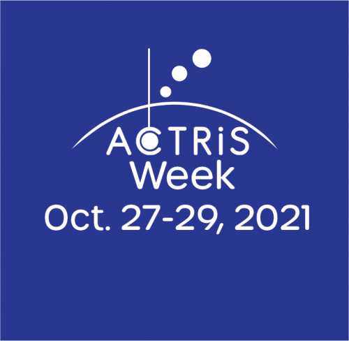 ACTRIS Week will be organized during October 27-29, 2021. The image shows ACTRIS Logo and the dates of the meeting over a blue colored background